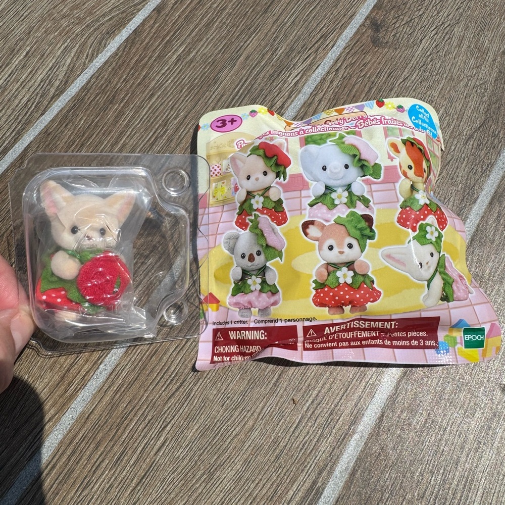 Calico Critters- Strawberry Dress Tiny Plush Figurine - Red & White